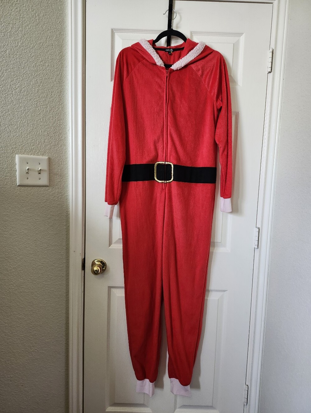 Red Santa One-Piece Jumpsuit Pjs M